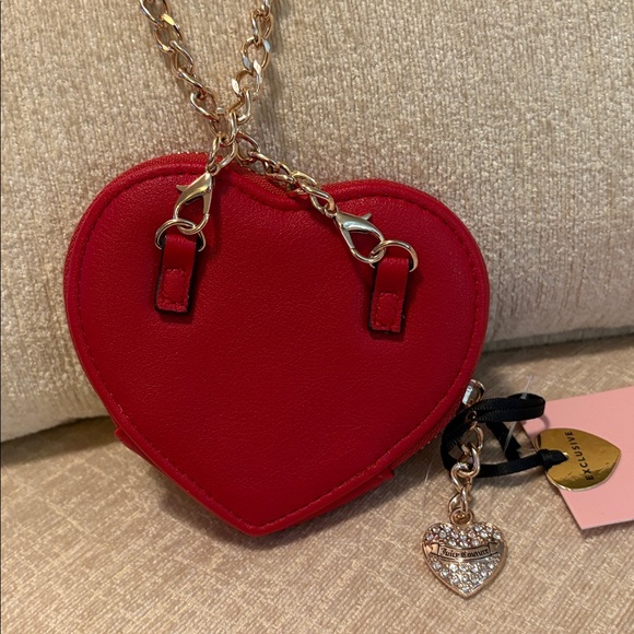 Exclusive Crossbody Juicy Couture with Gold Heart Accent and crystal heart pull. - Picture 4 of 9